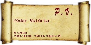 Póder Valéria névjegykártya