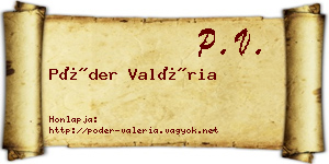 Póder Valéria névjegykártya